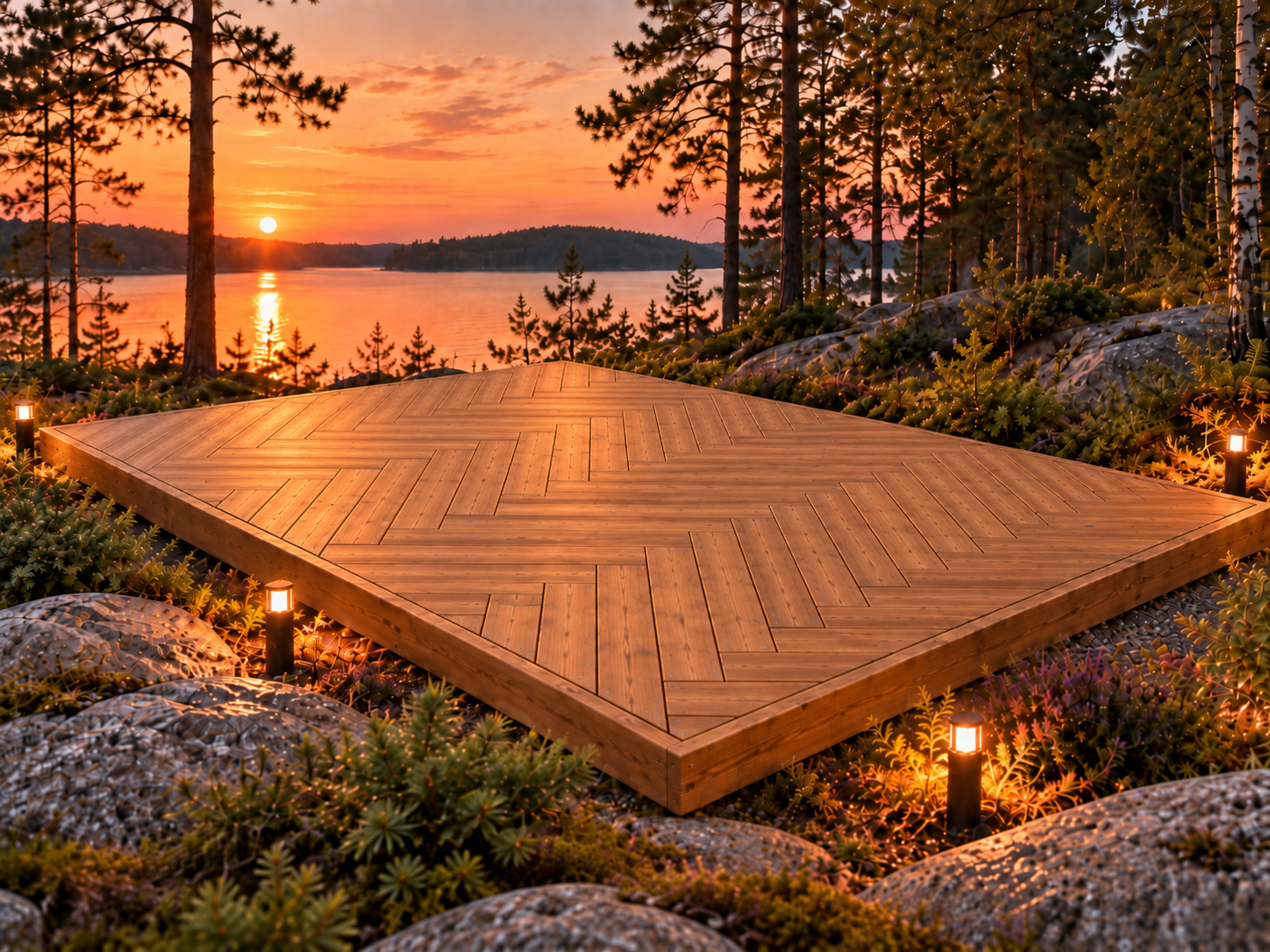 NordMod Patio 16 m², kalanruotokuvioinen lämpöpuukansi