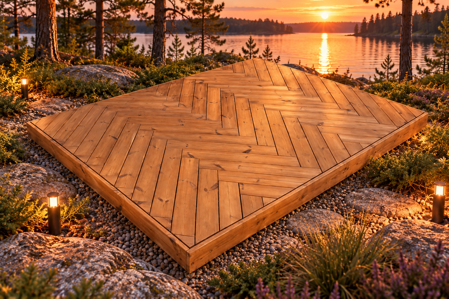 NordMod Patio 6 m², kalanruotokuvioinen lämpöpuukansi