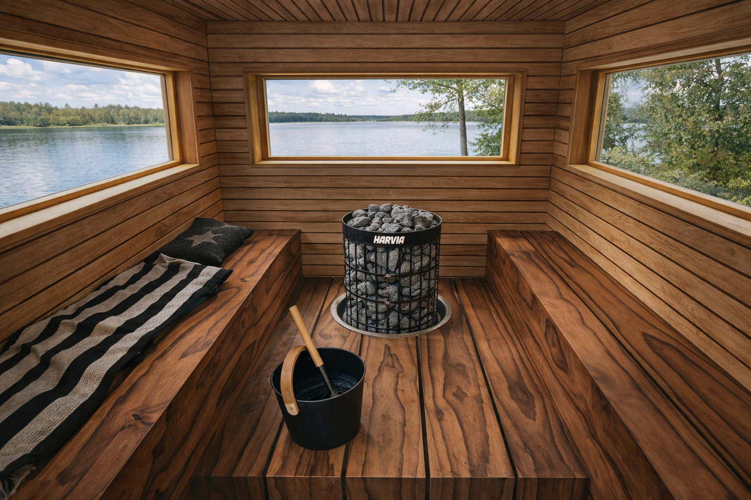 Tunnelmallinen sauna- ja sisätila